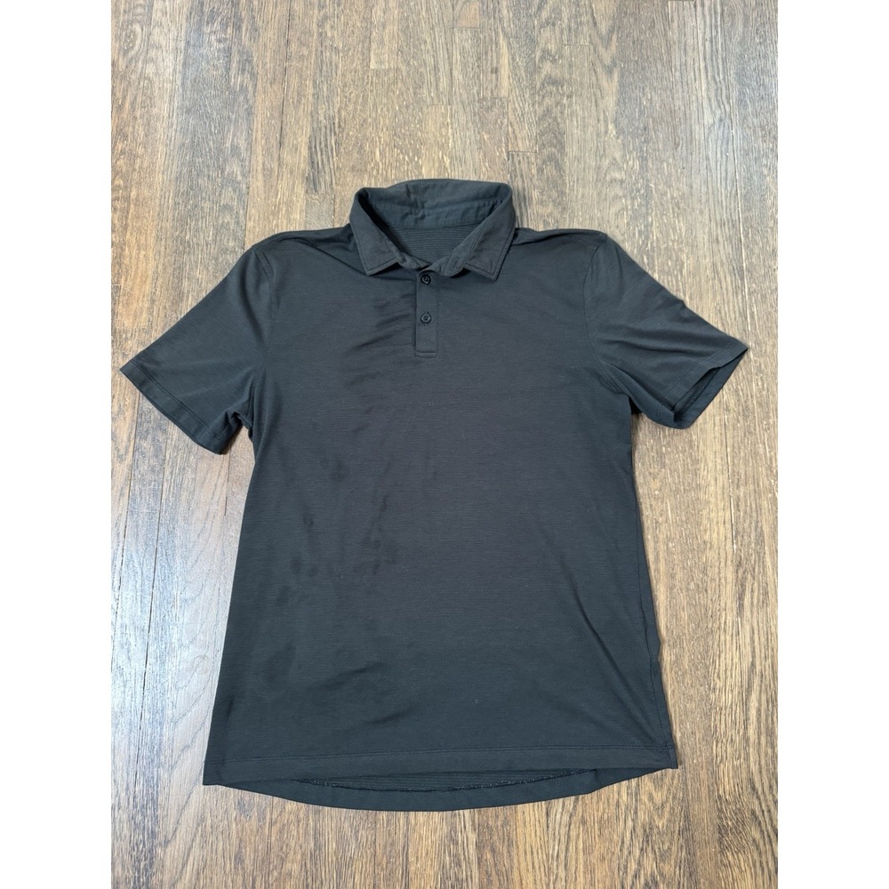 Lululemon Athletica Mens Black Polo Short Sleeve Performance Shirt Size Medium
